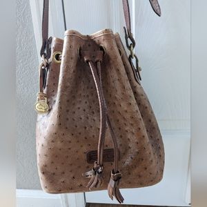 Vintage Dooney & Bourke Ostrich Leather Bucket Bag